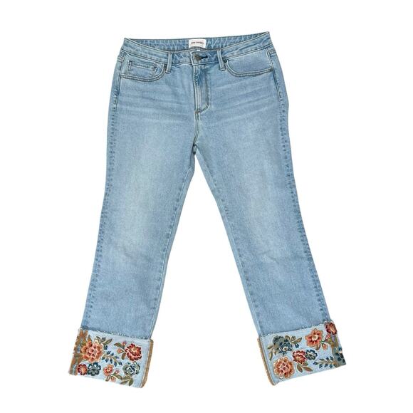 DRIFTWOOD Colette Embroidered Floral Cuff Jeans Size 10 - Picture 1 of 9